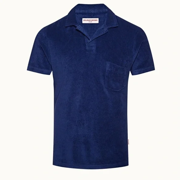 Orlebar Brown TERRY TOWELLING Polo Shirt Blue Tailored Resort Mens Sz M NEW - Picture 14 of 15